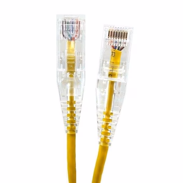 Micro Connectors E08-025Y-SLIM5 25 ft. Ultra Slim 28AWG Cat6 UTP RJ45 Patch Cables; Yellow - Pack of 5